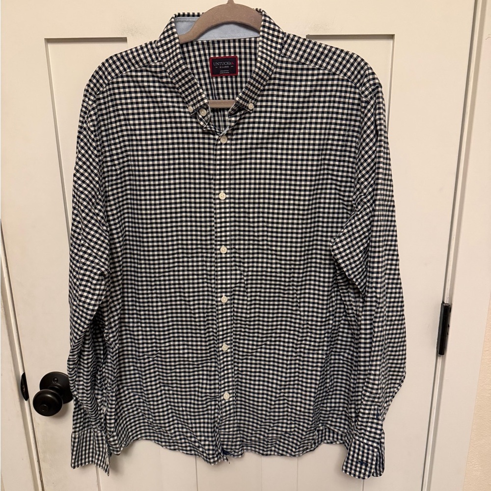 UNTUCKit Men's Central Otago Checked Black White Button Down Shirt- Size XL - Picture 2 of 8